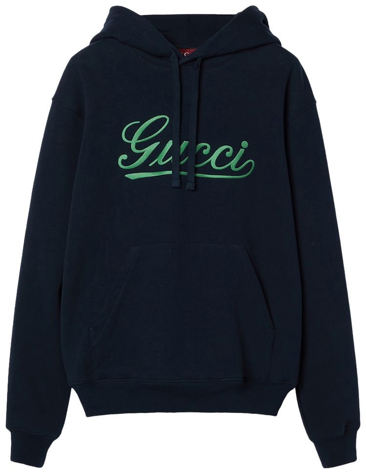 Gucci Script Logo Hoodie Navy