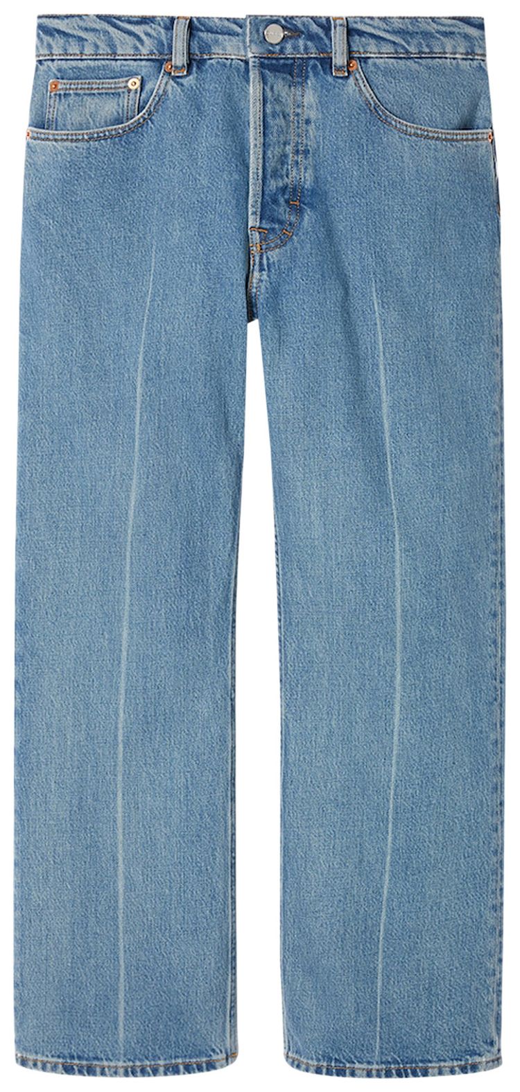 Gucci Low Waist Cropped Denim Pants Blue
