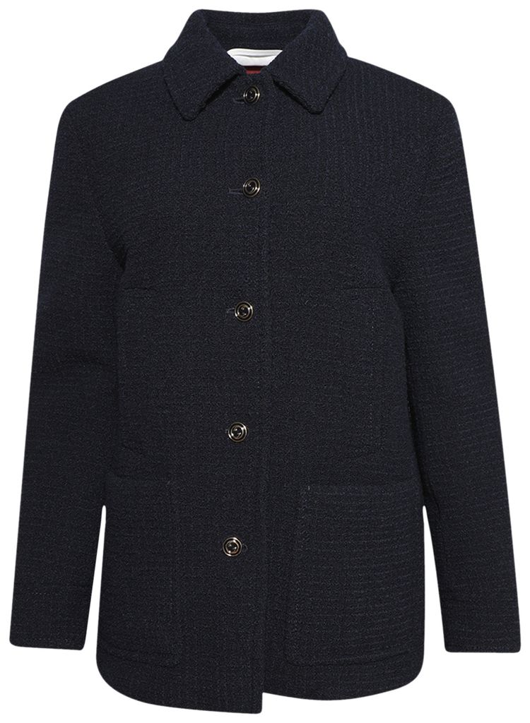 Gucci Checked Boucle Wool Coat Night Sky