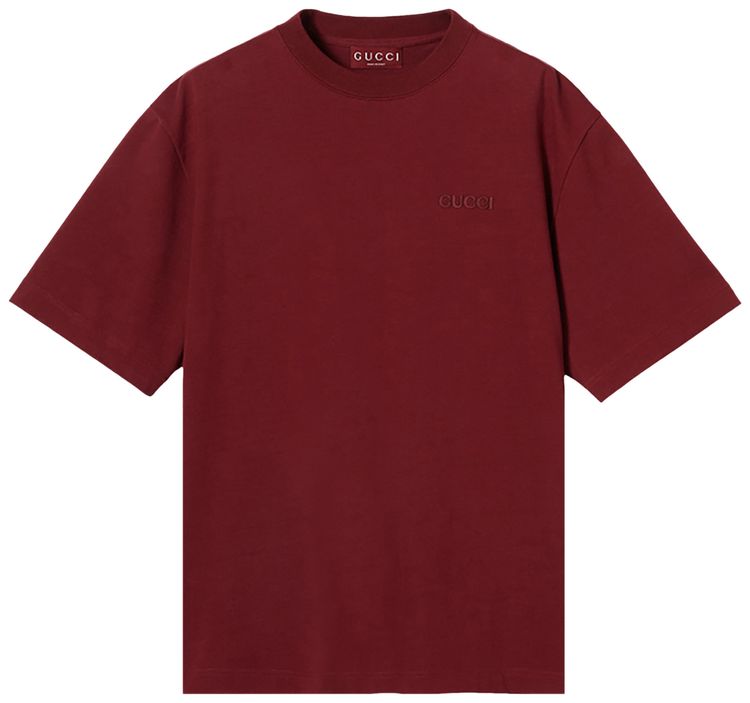 Gucci Embroidered Jersey T Shirt Rosso Ancora