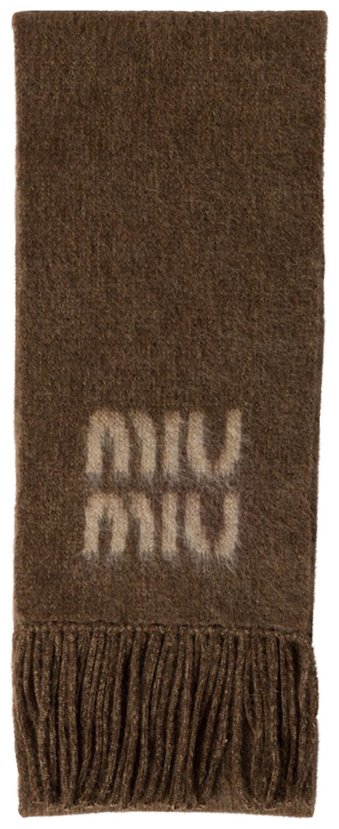 Miu Miu Wool And Mohair Scarf Brown