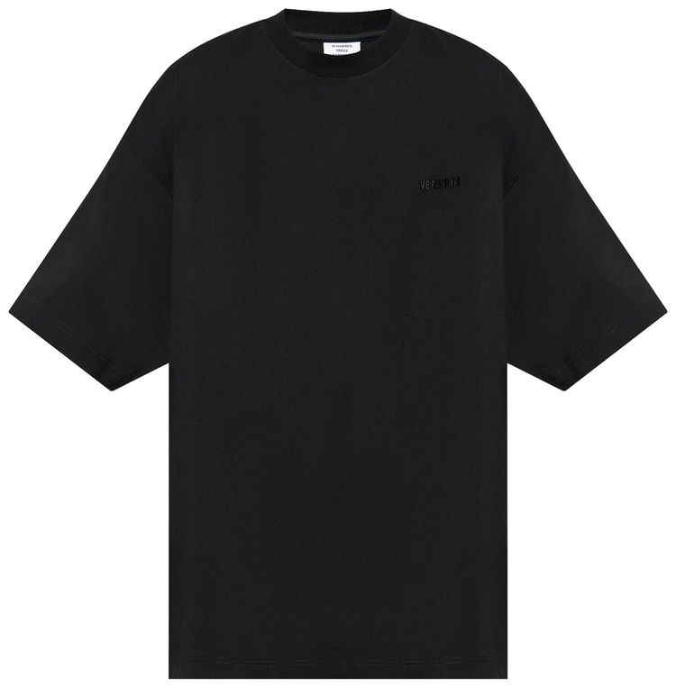 Vetements Embroidered Logo Oversized T Shirt Black