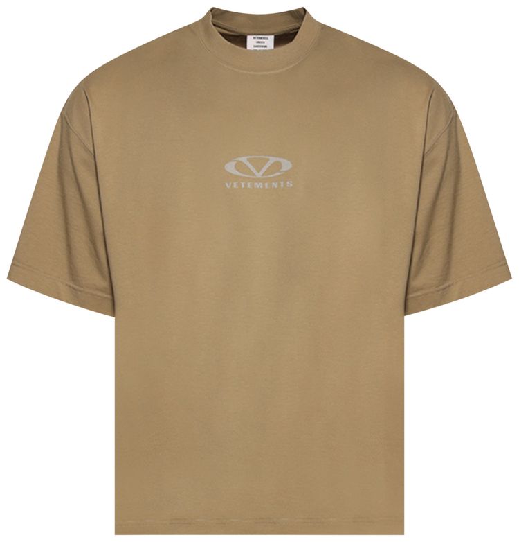 Vetements Oval Logo Cropped Boxy T Shirt Taupe