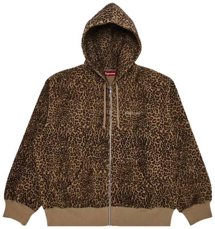 Supreme Pilled Zip Up Hooded Sweatshirt Cheetah