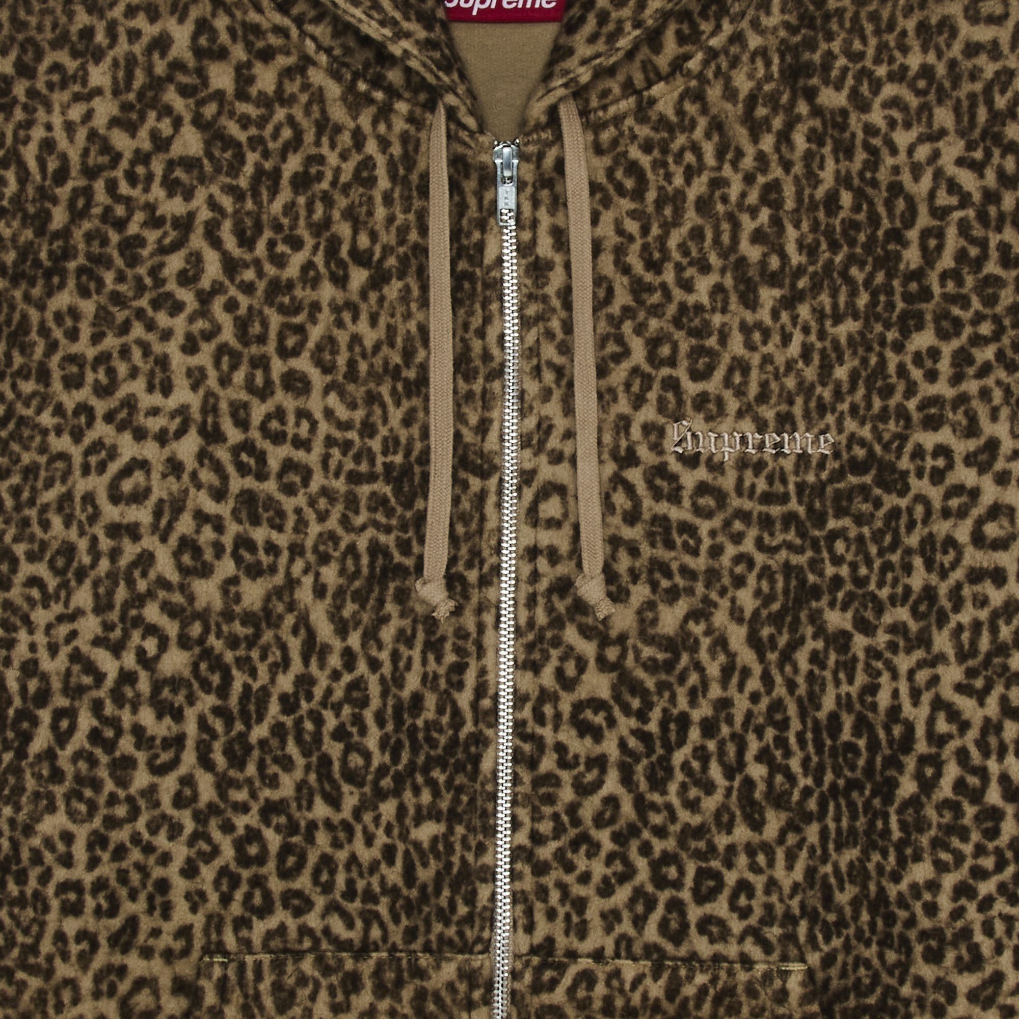Size xl Supreme Pilled Zip Up Hooded Sweatshirt 'Cheetah'