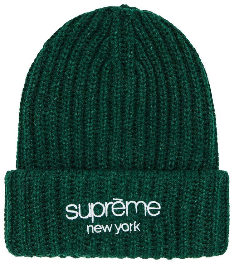 Supreme Classic Logo Chunky Ribbed Beanie Dark Green
