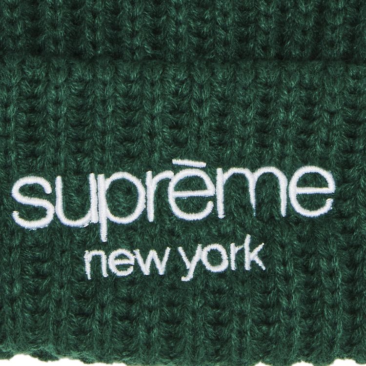 Supreme Classic Logo Chunky Ribbed Beanie Dark Green