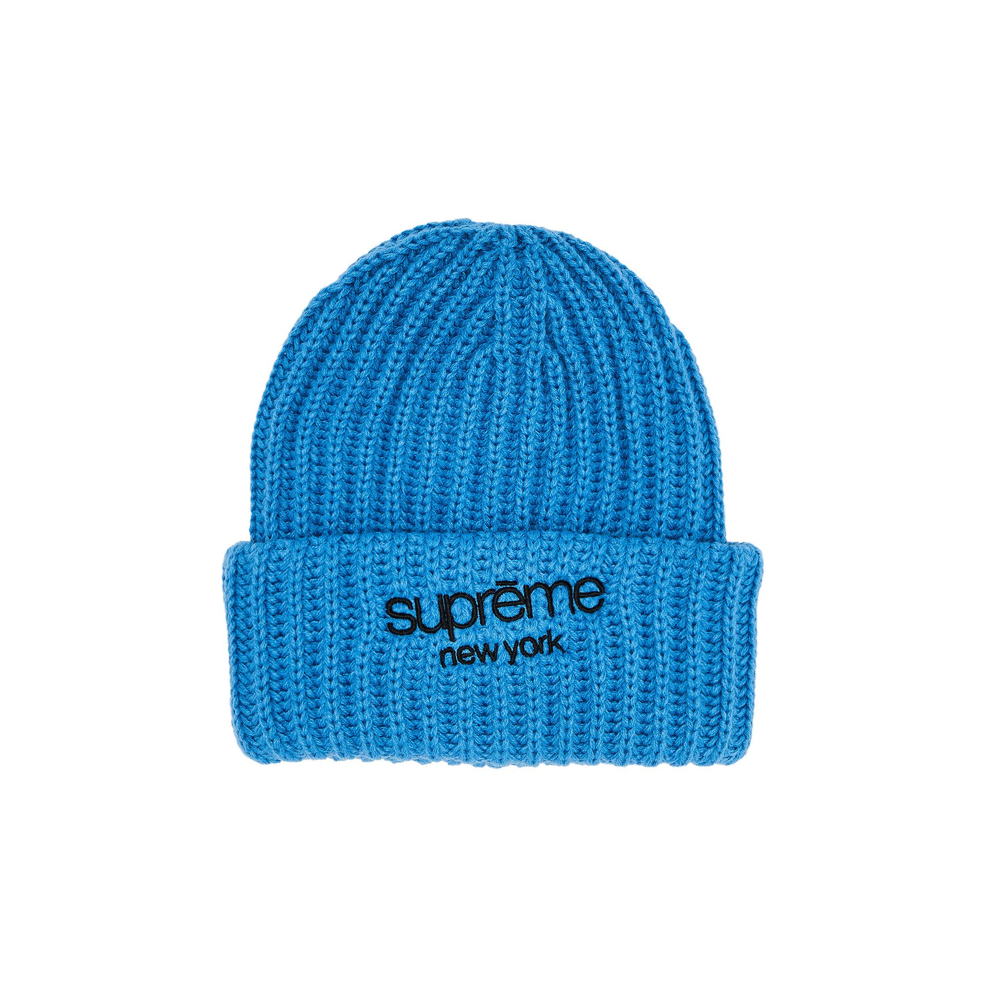 Buy Supreme Classic Logo Chunky Ribbed Beanie 'Blue' - FW24BN65