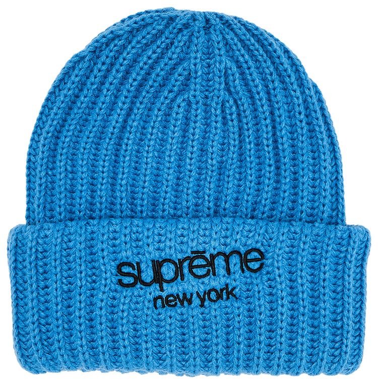 Supreme Classic Logo Chunky Ribbed Beanie Blue