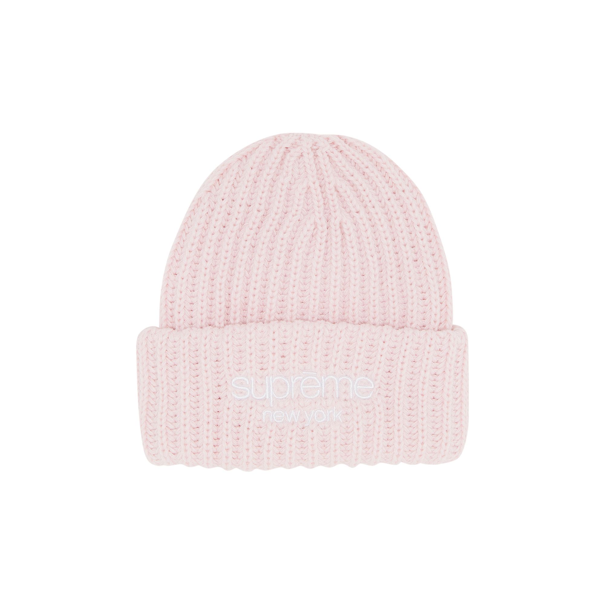 Buy Supreme Classic Logo Chunky Ribbed Beanie 'Light Pink