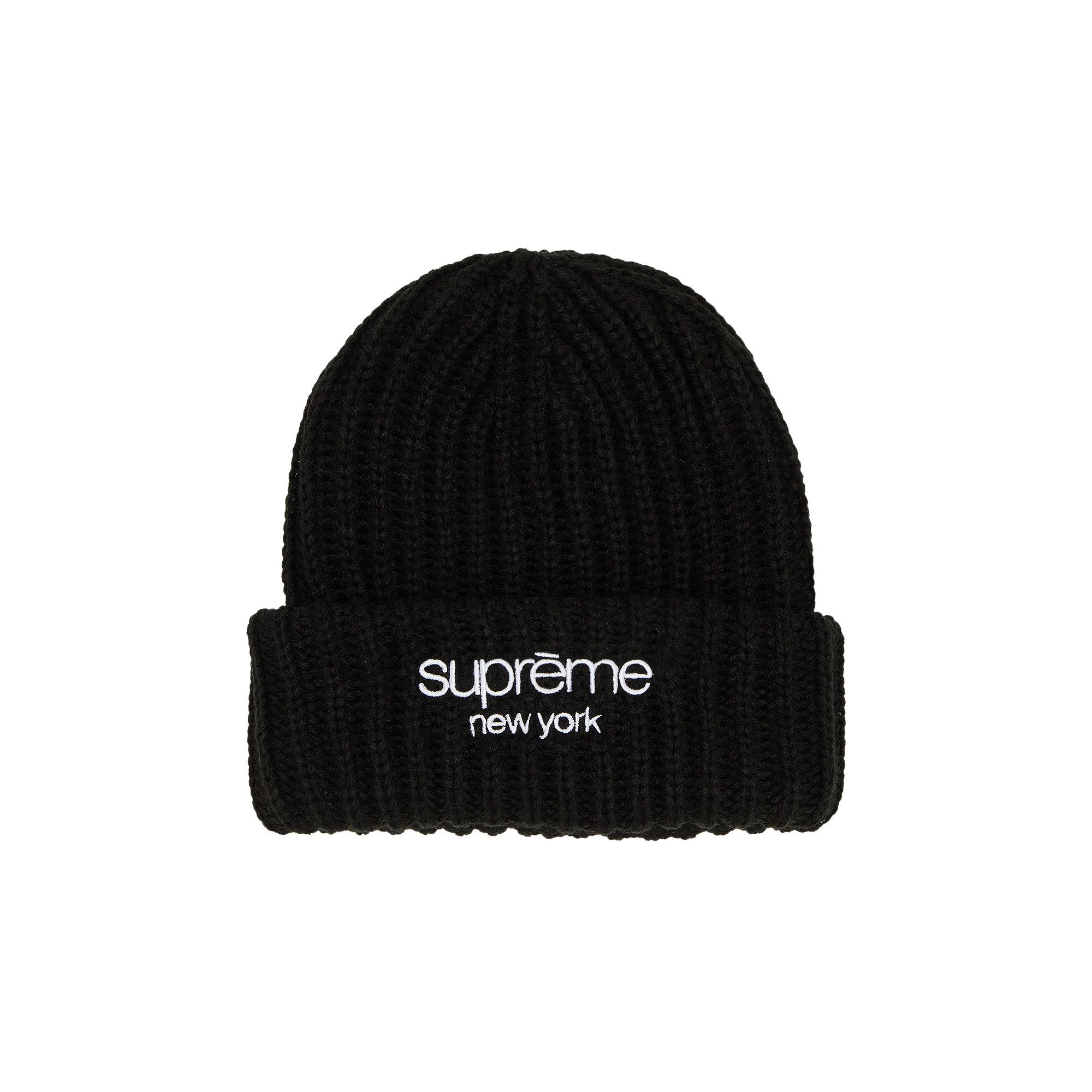 Supreme Classic Logo Chunky Ribbed Beanie 'Black'