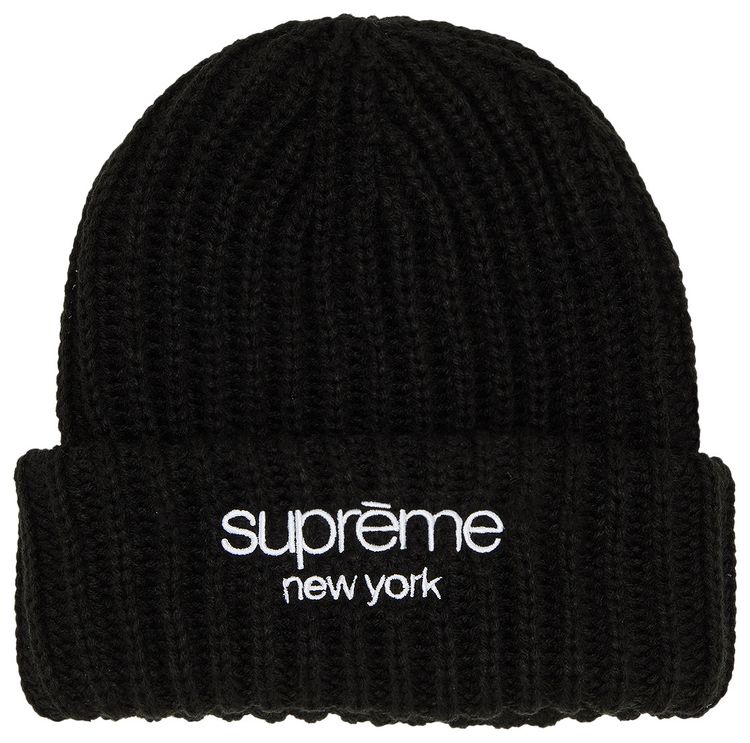 Supreme Classic Logo Chunky Ribbed Beanie Black