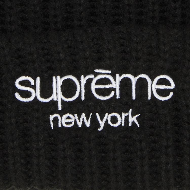 Supreme Classic Logo Chunky Ribbed Beanie Black