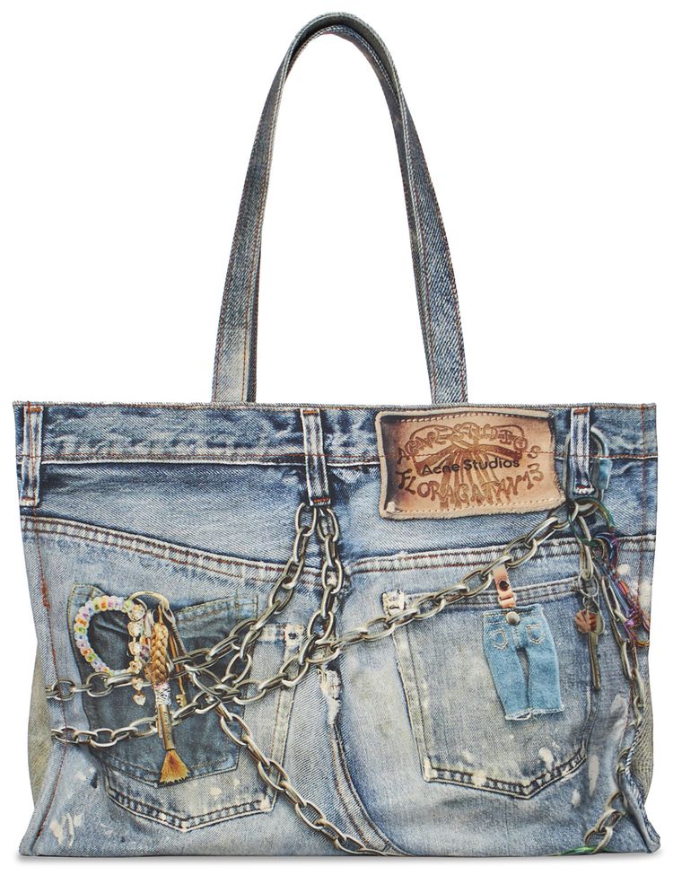 Acne Studios Printed Tote Bag Blue