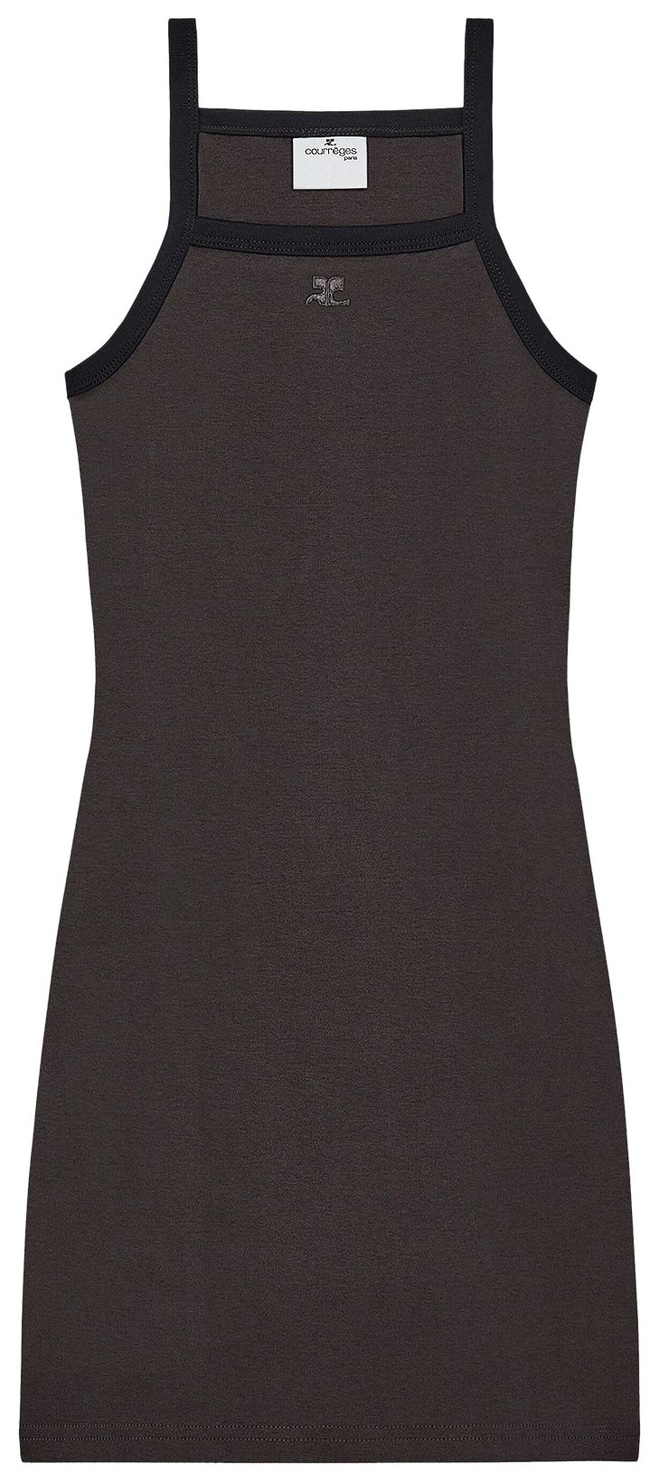 Courreges Contrast Mini Dress Mud BrownBlack