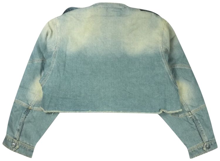 Martine Rose Cut Denim Jacket BlueDirty Yellow