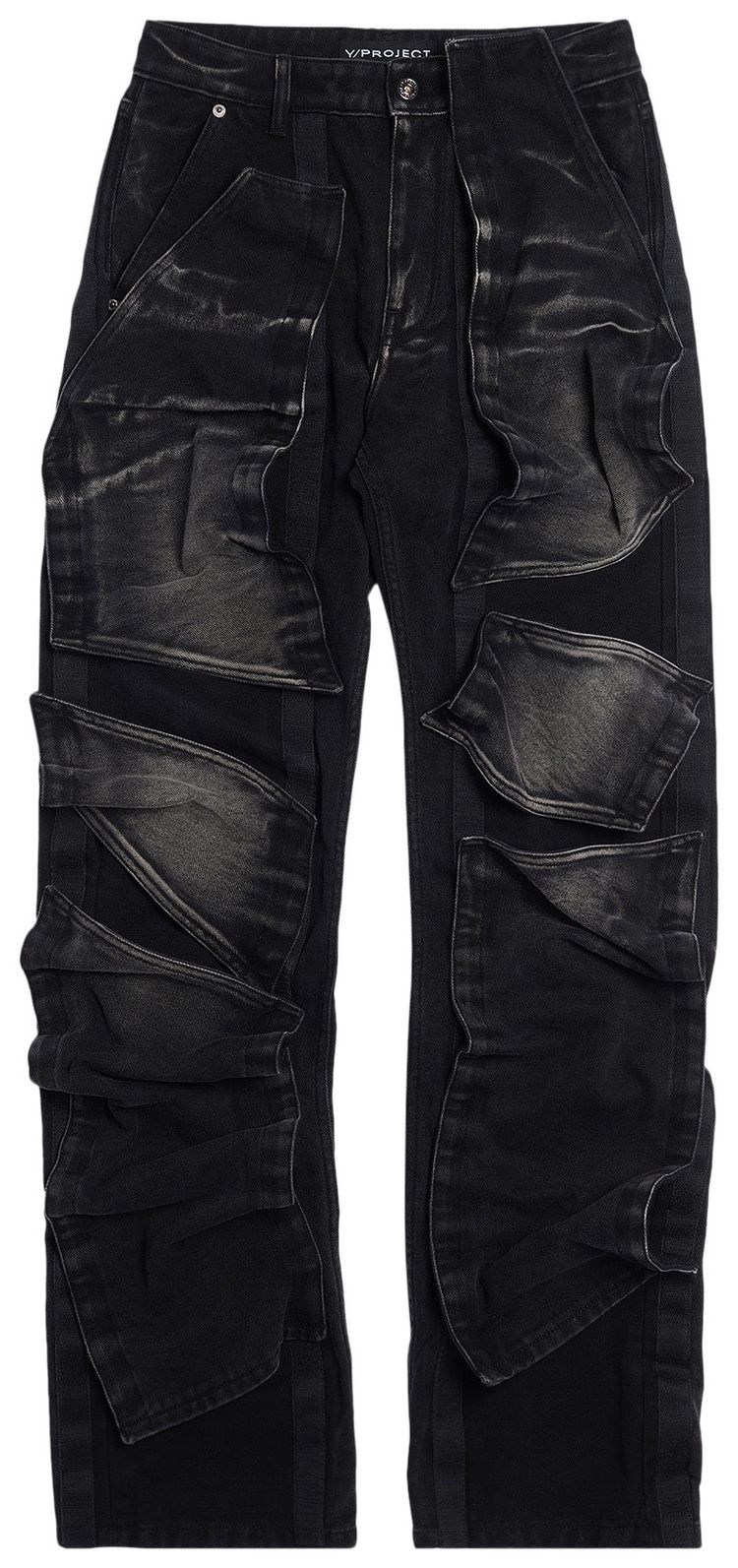 YProject Velcro Multi Panel Jeans Faded Black