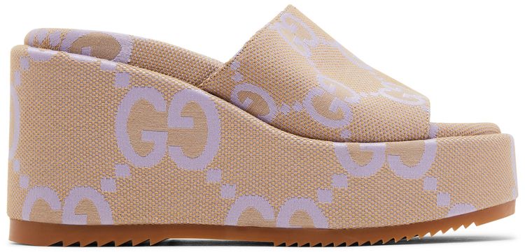 Gucci Wmns Platform Sandal Jumbo GG   Beige Lapis