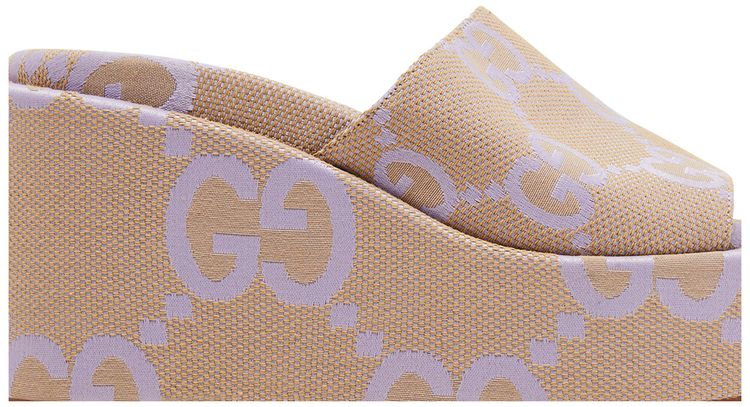 Gucci Wmns Platform Sandal Jumbo GG   Beige Lapis