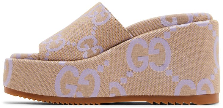 Gucci Wmns Platform Sandal Jumbo GG   Beige Lapis