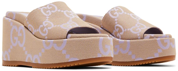 Gucci Wmns Platform Sandal Jumbo GG   Beige Lapis