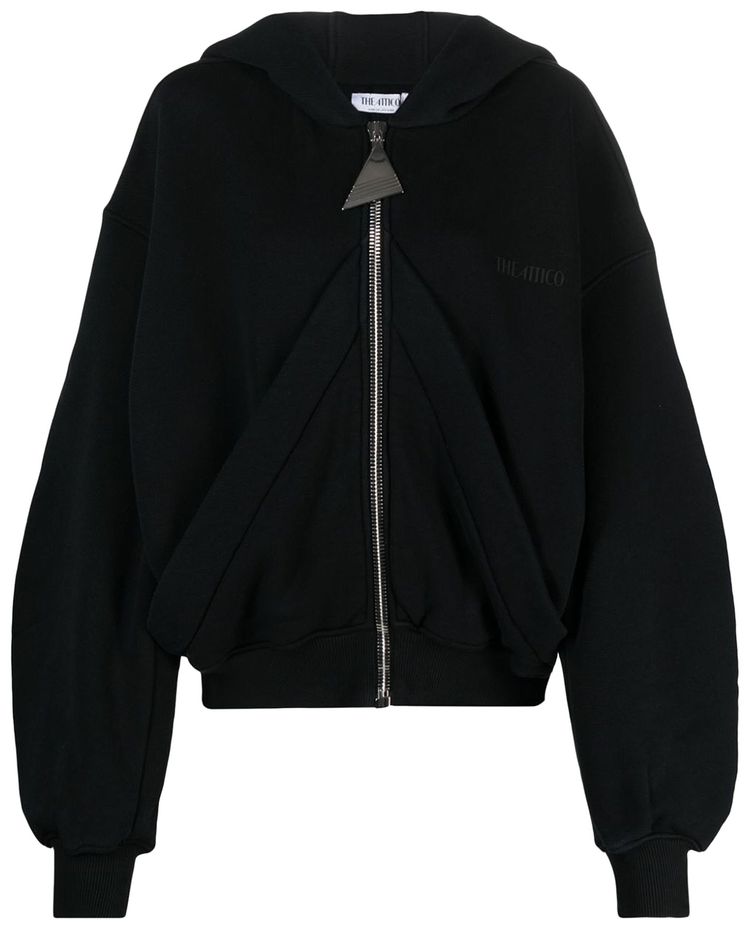 The Attico Logo Printed Zip Hoodie Faded Black