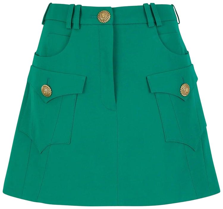 Balmain Western A Line Skirt Light Emerald