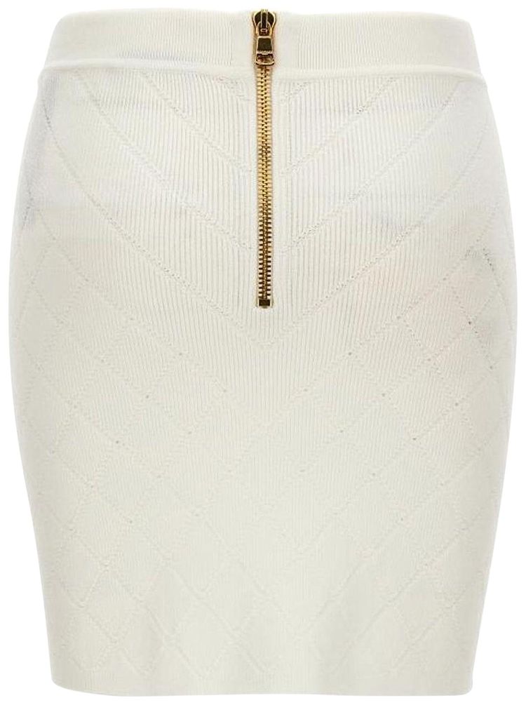 Balmain 6 Button Knit Skirt White