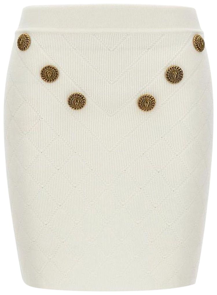 Balmain 6 Button Knit Skirt White