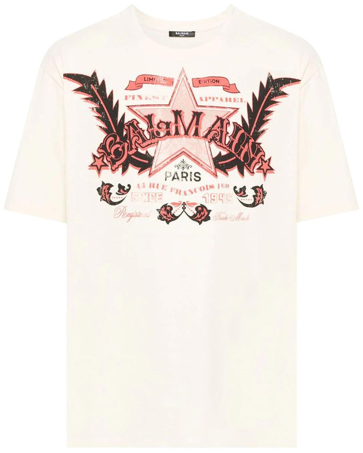 Balmain Western T Shirt CreamMulticolor