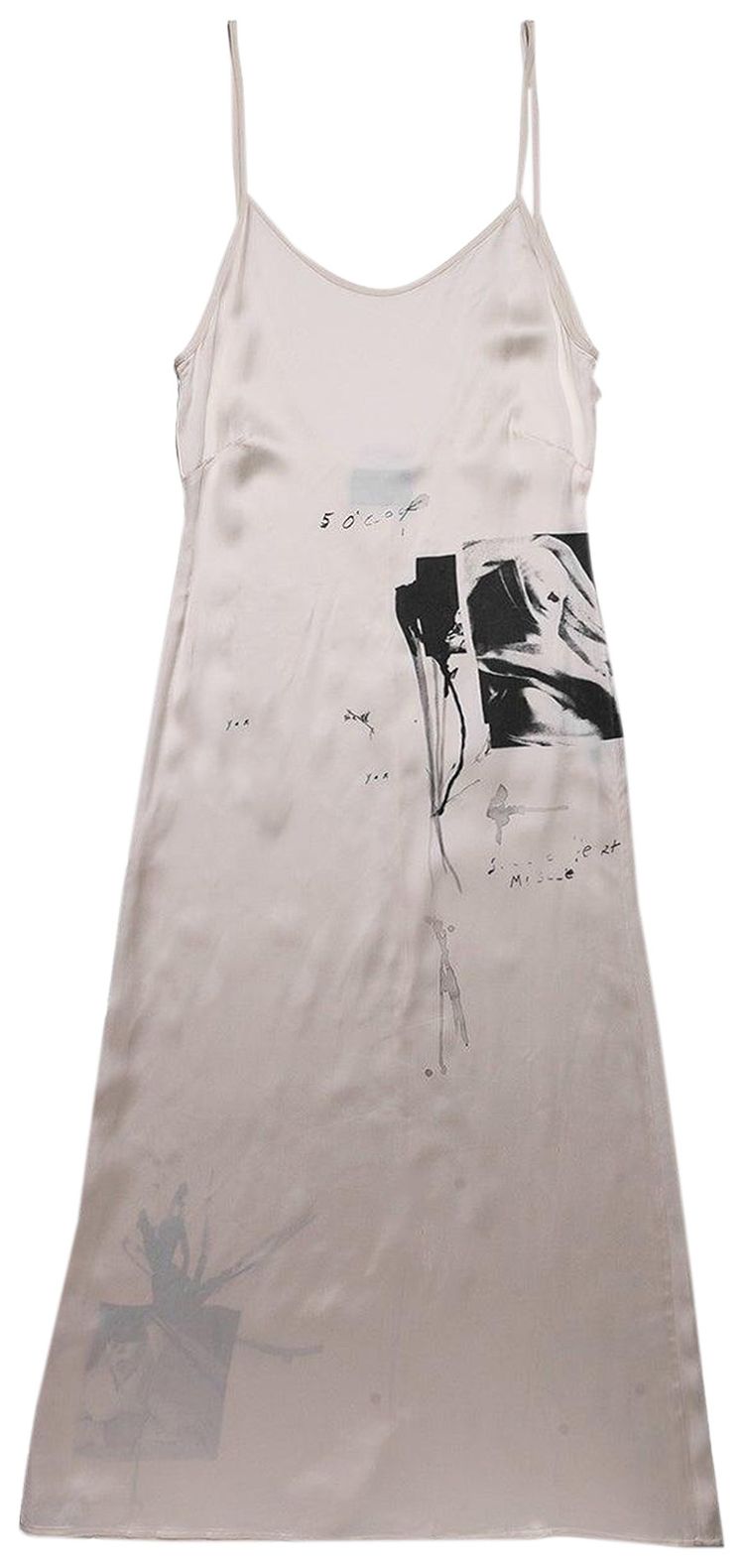 Enfants Riches Deprimes Long Slip Dress With Back Slit Ivory
