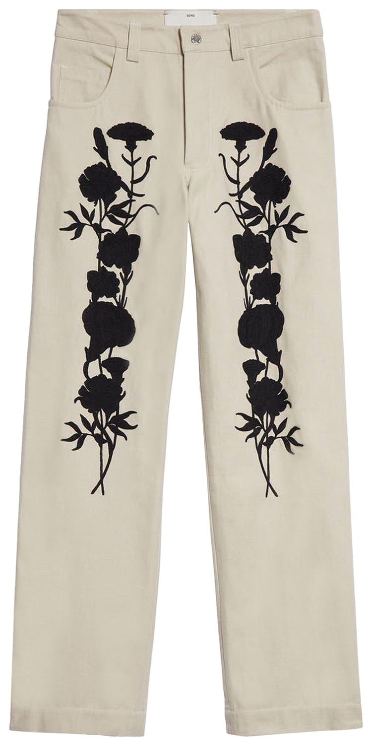Song for the Mute Embroidered Foliage Pant Off White