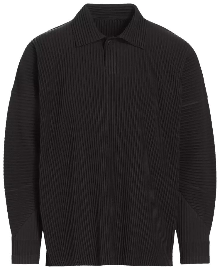 Homme Plisse Issey Miyake MC January Pleated Polo Shirt Coke Grey