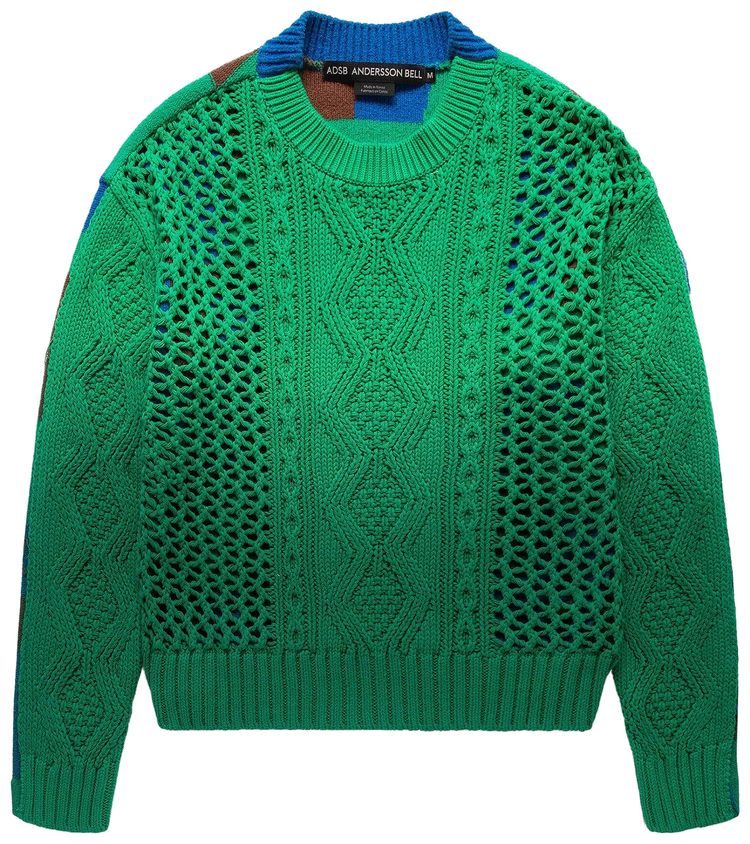Andersson Bell Fisherman Intarsia Crewneck Sweater Green