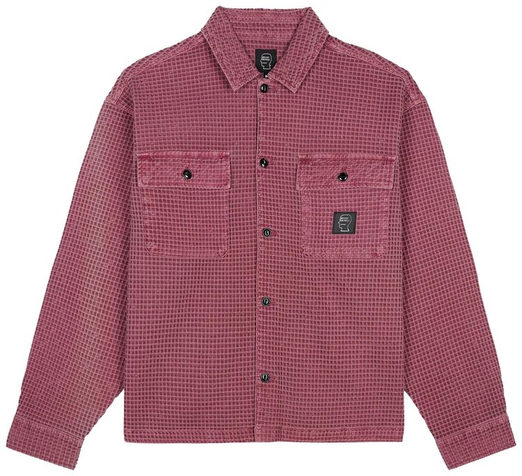 Brain Dead Waffle Button Front Shirt Raspberry