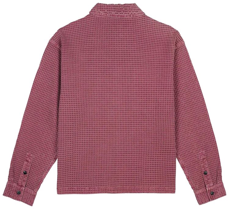 Brain Dead Waffle Button Front Shirt Raspberry