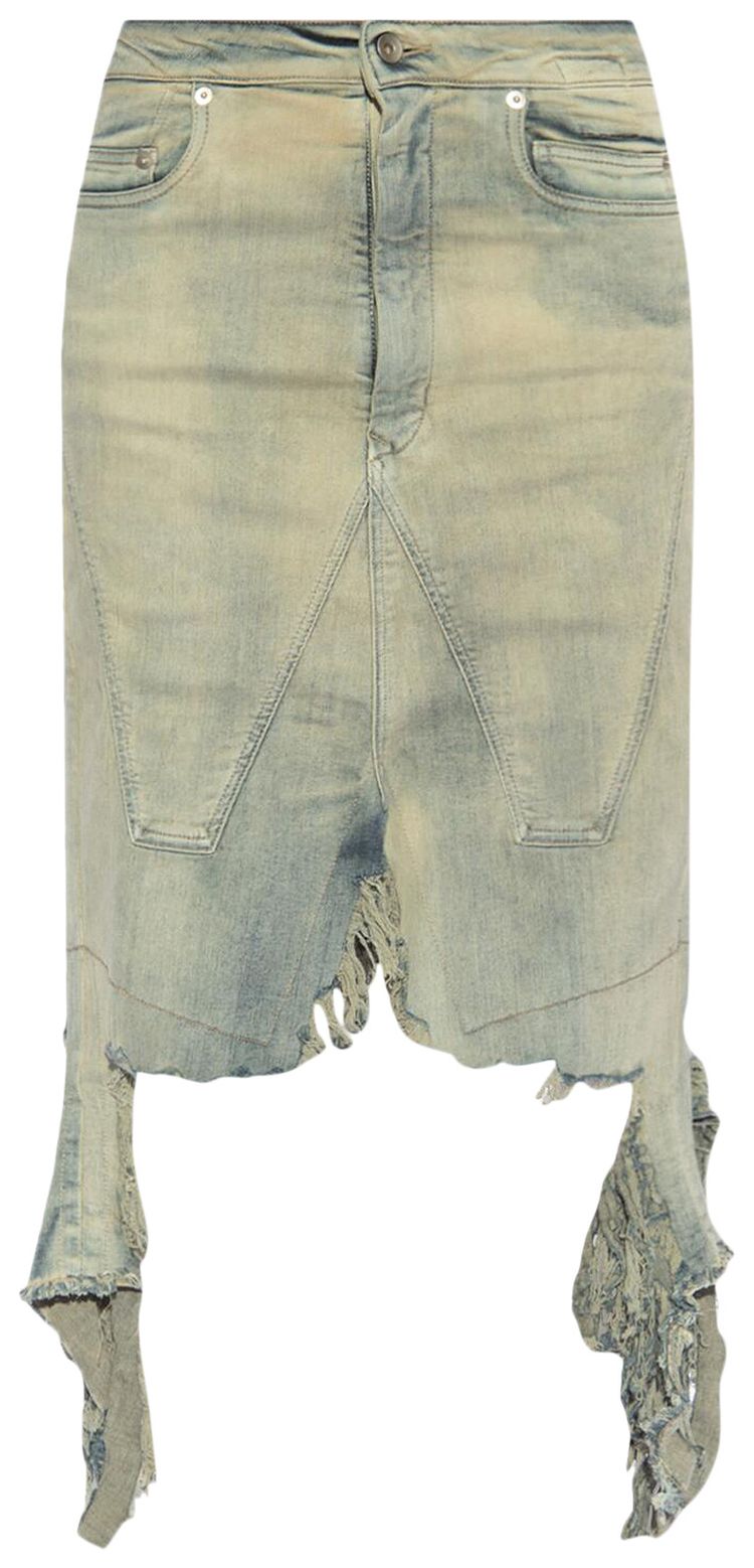 Rick Owens DRKSHDW Denim Slivered Skirt Sky