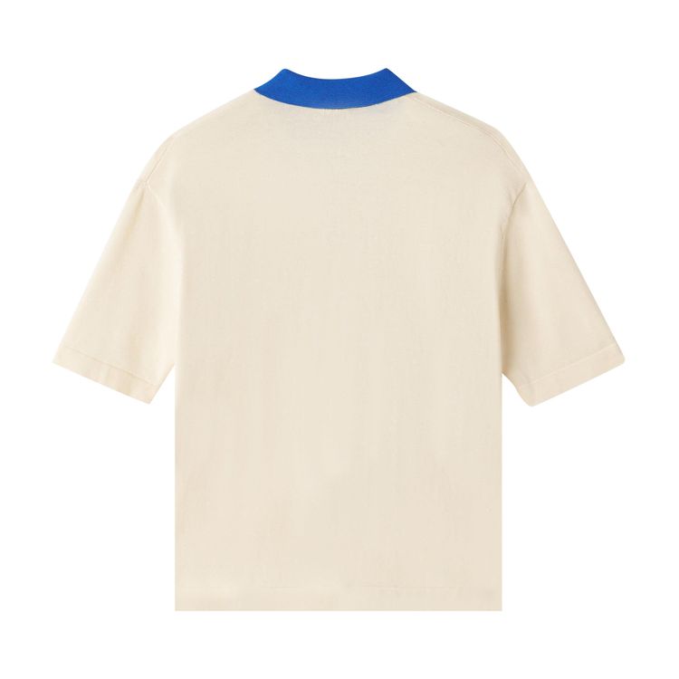 Mr Saturday Knit Short Sleeve Polo EcruBlue