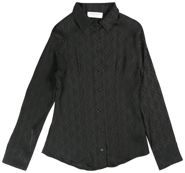 Marine Serre Jacquard Viscose Shirt Blouse Black