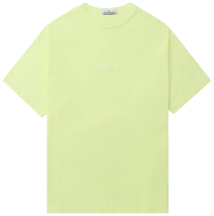 Stone Island Garment Dyed Embroidered Logo T Shirt Fluo Yellow