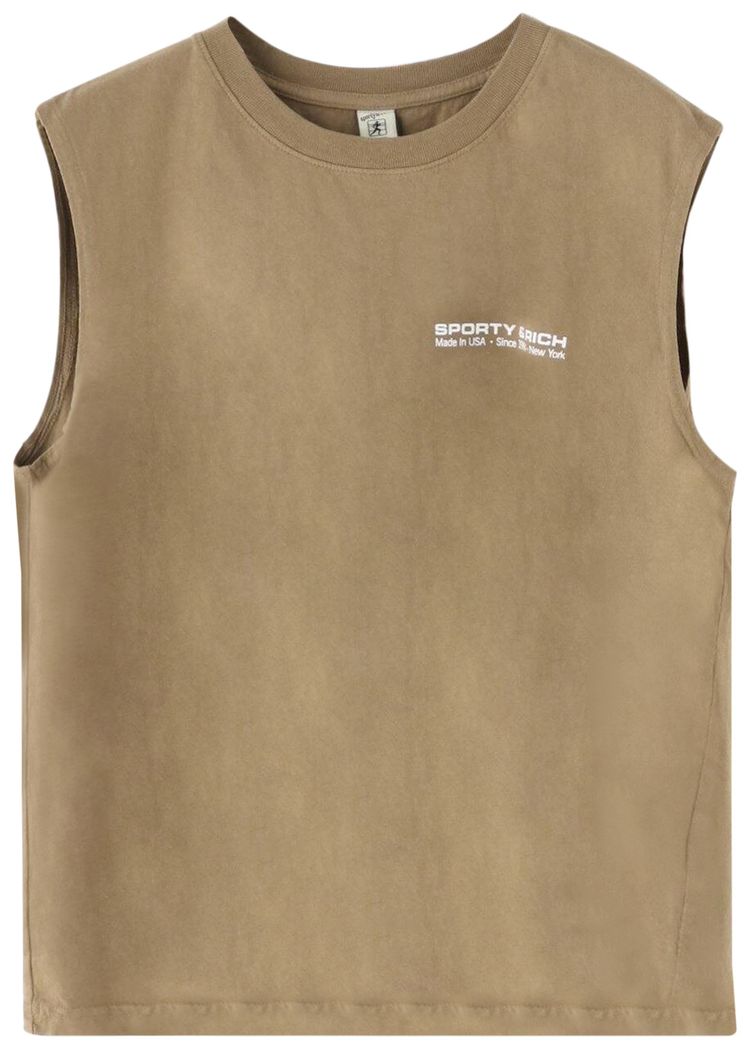 Sporty  Rich Made In USA Muscle T Shirt EspressoWhite