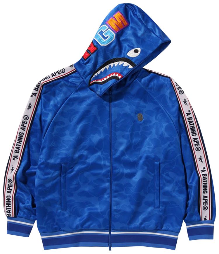 BAPE Solid Camo Relaxed Fit Shark Full Zip Hoodie Blue