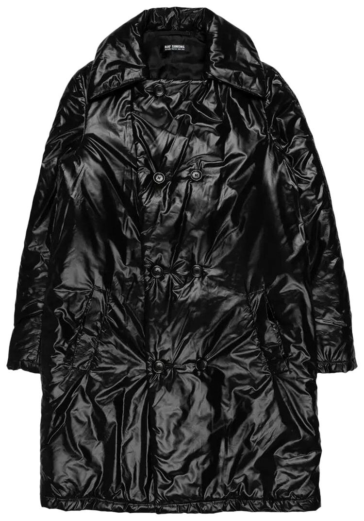 Raf Simons Oversized Polyamide Double Breasted Coat Black