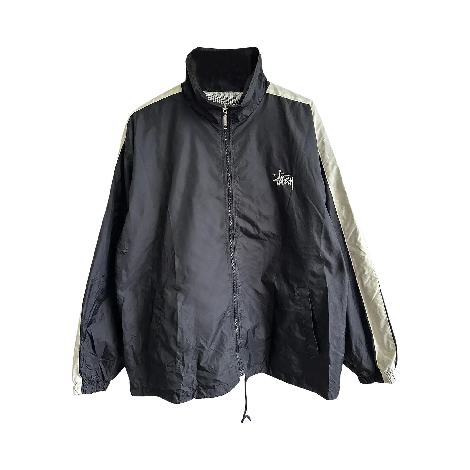 Buy Vintage Stussy Sport Logo Windbreaker 'Black/Tan' - 0535