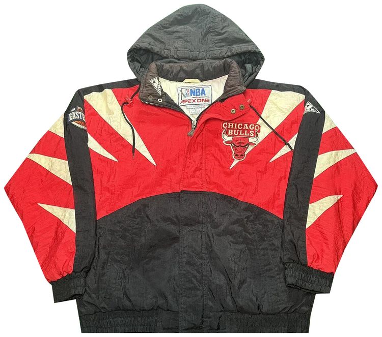 Vintage Apex One x NBA Chicago Bulls Hooded Windbreaker BlackRedWhite