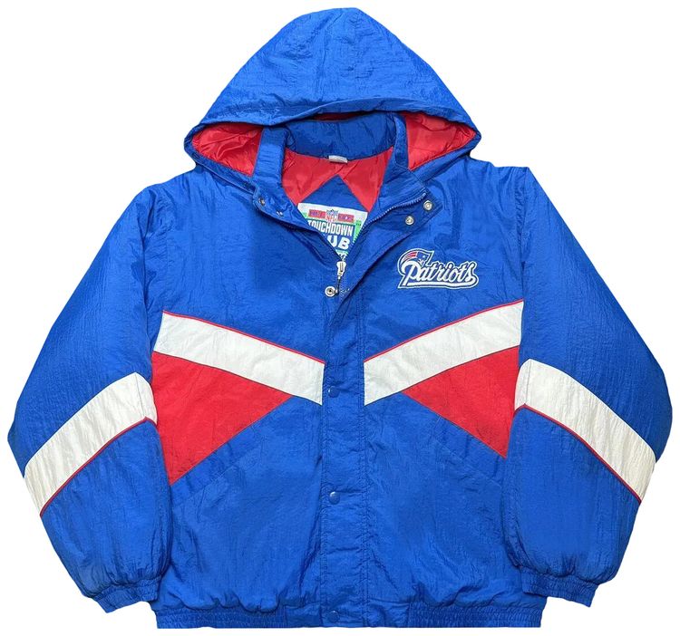 Vintage New England Patriots Hooded Windbreaker BlueRedWhite