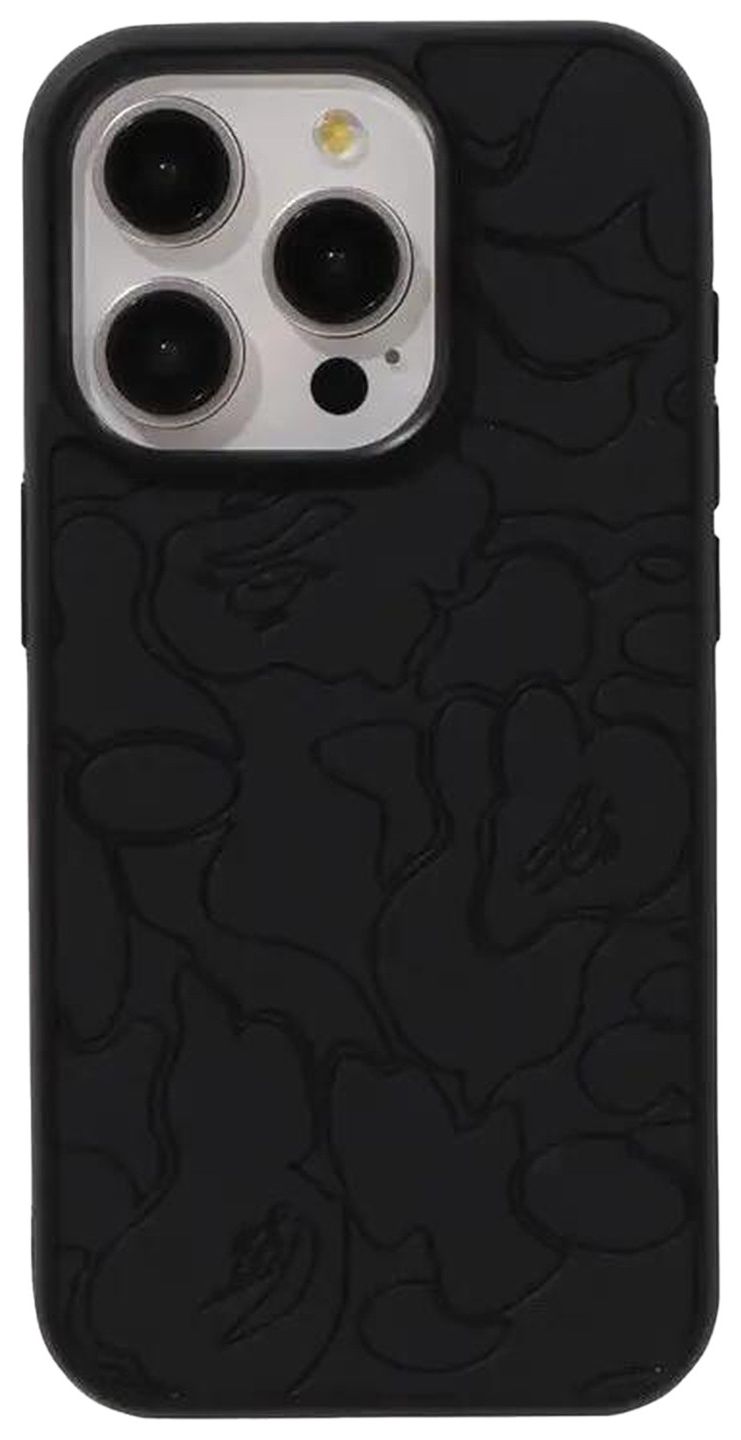BAPE ABC Line Camo Embossed iPhone 15 Pro Max Case Black