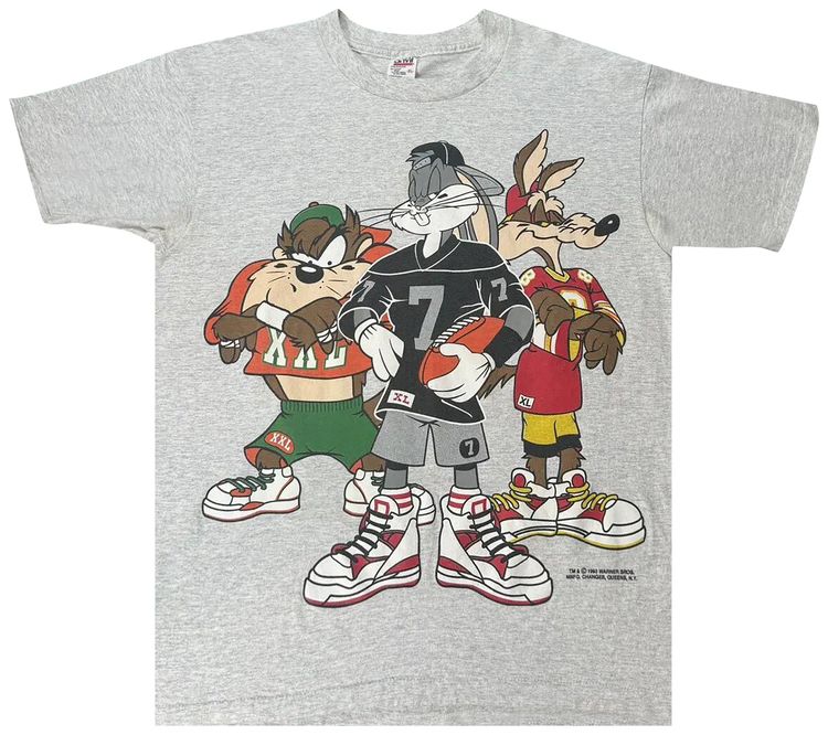 Vintage Looney Tunes Football Tee Heather Grey