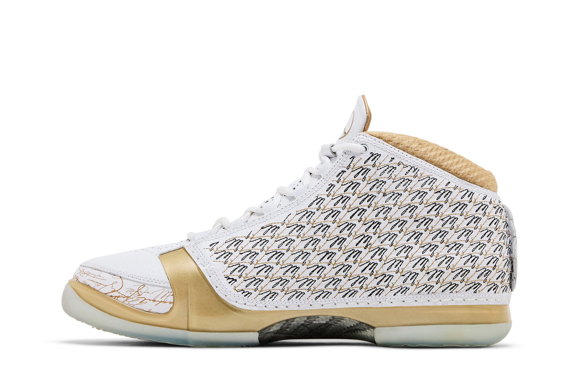 Jordan 23 gold and white best sale