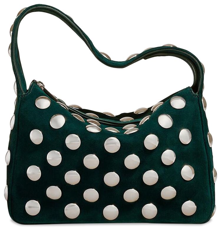 Khaite Elena Suede Small Studded Bag English Green